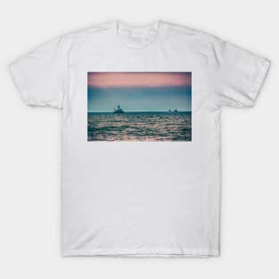 Freighter and Lighthouse Lake Huron T-Shirt